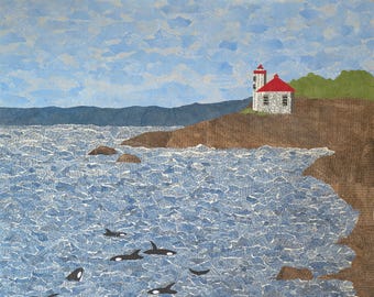 Friday Harbor Orca Frolic - giclee reproduction - 8" x 10"
