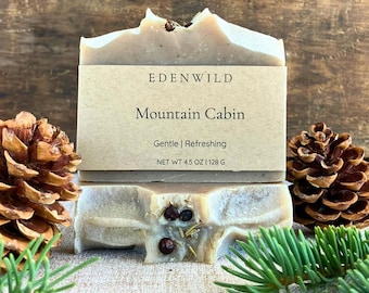Organic + Natural Cold Process Soap Bar with Cocoa Butter + Dark Patchouli + Fir Needle | Daily Face + Body Bar | Gifts for Him + Her