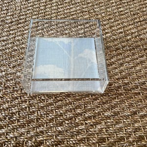 Square Acrylic Tray with Laminated Fabric - &quot;Valerian&quot; in Pale Blue
