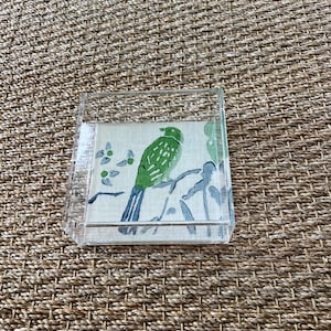 Square Acrylic Tray with Laminated Fabric - &quot;Sumi&quot; in Blue & Green