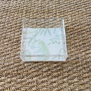 Square Acrylic Tray with Laminated Fabric - &quot;Sumi&quot;  in Pale Aqua