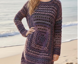Granny Square Crochet Dress Pattern, Easy Customizable Design (PDF)