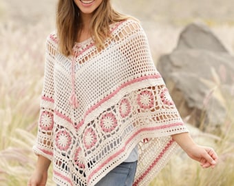 Crochet Poncho Pattern – Boho Lace Poncho PDF, Easy Lightweight Summer Crochet Wrap
