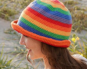 Patrón de gorro de crochet colorido para mujer (PDF) - Descarga instantánea