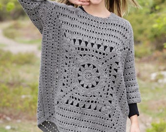 Patrón de suéter de crochet en PDF / Tutorial de suéter fácil / DIY para mujeres / Crochet digital / Tallas S-XXXL