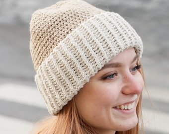 Chunky Ribbed Beanie Pattern, Easy Crochet Hat PDF, Quick Adult Winter Hat
