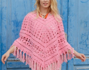 Wzór na szydełko, wzór na ponczo w stylu boho, wzór na szydełko, do pobrania natychmiast