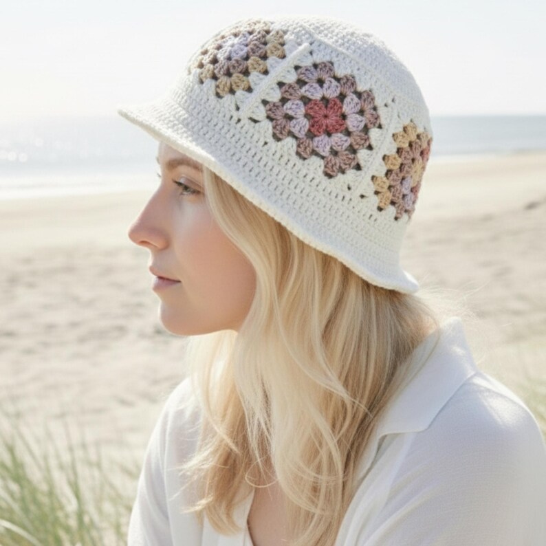 Easy Crochet Sun Hat Pattern PDF Floral Bucket Hat Women Summer Beach ...