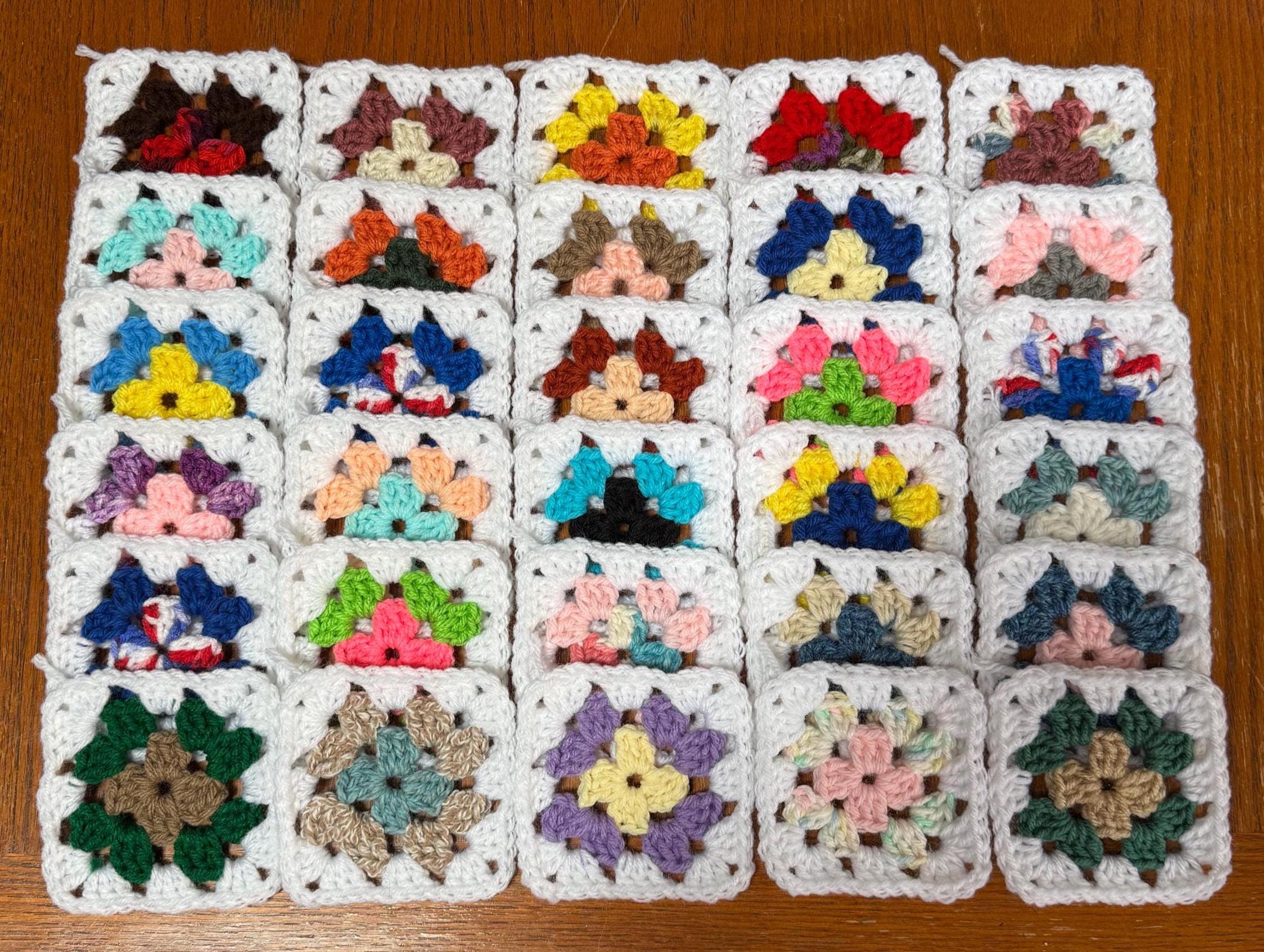 30 Traditional Granny Squares Crochet Blocks Crocheted With White ...