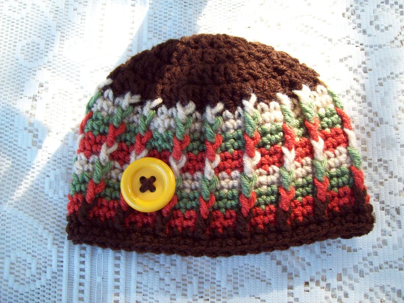 Fall Beanie Hat Photo Cap Boutique Crochet Baby Boy or Girl Brown 6-9M 15