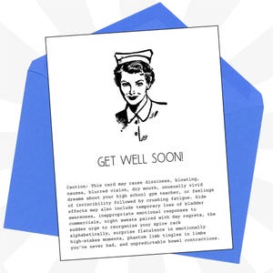 Funny Get-Well Greeting Card - A2 size (4.25" x 5.5") - Vintage/Retro design