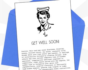 Funny Get‑Well Card – Retro Vintage Style – Sarcastic Humor – A2 Size  