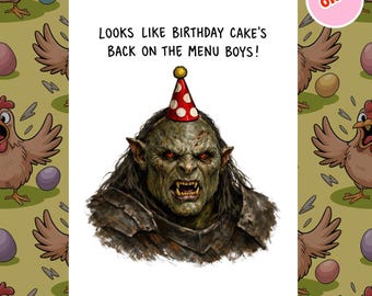 0169 Rude Funny Birthday Card, Angry Orc Birthday Card, Dark Humor Birthday Card, Offensive Birthday Card, Funny Adult Card
