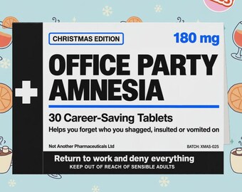 2253 - Funny Christmas Card, Christmas Pharmaceutical Packaging Style Card, Christmas Joke Card, Cheeky Office Party Card, Adult Card