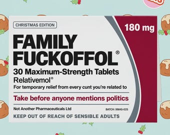 2245 - Dark Humour Christmas Card, Christmas Card for Family, Christmas Parody Medicine Packet Style Card, Christmas Joke Card, Rude Holiday