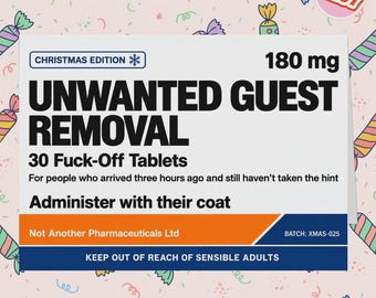 2257 - Alternative Christmas Card, Pharmaceutical Packaging Parody Card, Christmas Joke Card, Sarcastic Christmas Card