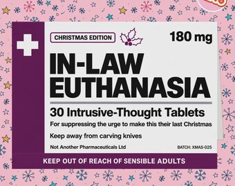 2246 - Funny Christmas Card for Adults, Christmas Medicine Box Style Card, Christmas Joke Card, Dark Humour, Adult Card