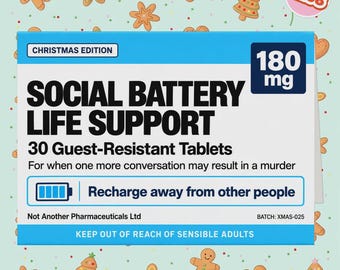 2258 - Pill Box Christmas Card, Pharmaceutical Style Christmas Card, Christmas Joke Card, Humorous Christmas Medicine Parody Card, Xmas Card