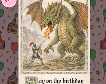 0263 Funny Birthday Card, Fantasy Birthday Card, Dragon Birthday Card, Gamer Birthday Card, Birthday Card For Him