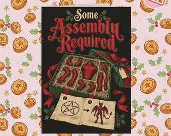 2272 - Gothic Xmas Card, Some Assembly Required, Adult Card, Dark Humour, Horror Christmas Card Demon Parts, Macabre Christmas, Demon Gift