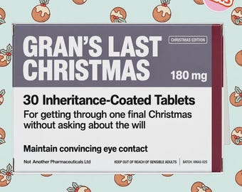 2243 - Pill Box Christmas Card, Maintain Convincing Eye Contact, Pharmaceutical-Style Packaging Card, Christmas Joke Card, Dark Humour