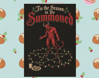 2265 - Creepmas Christmas Card, Gothic Holiday Card, Humorous Dark Christmas Card, Devil Summoning Christmas Card, Funny Christmas
