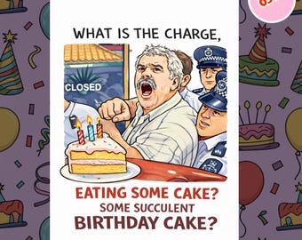 0347 Tarjeta de cumpleaños divertida, Tarjeta de cumpleaños con meme, Tarjeta de cumpleaños grosera, Tarjeta de meme de comida china suculenta, Tarjeta de cumpleaños "¿Cuál es el cargo?"