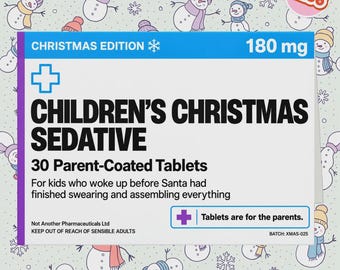 2256 - Inappropriate Christmas Card, Tablets Are for The Parents., Medical Package Style Card, Christmas Joke Card, Funny Christmas Card
