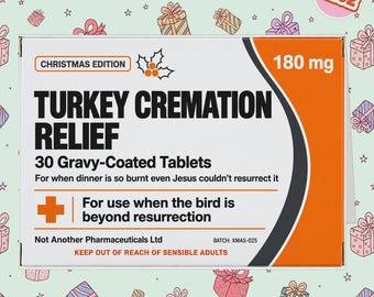 2262 - Funny Christmas Card, Pharmaceutical Packaging Style Card, Christmas Joke Card, Sarcastic Christmas Card, Dark Humour, Adult Card