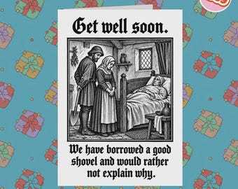 2359 - Tarjeta divertida de pronta recuperación, tarjeta de recuperación con humor seco, tarjeta de recuperación con humor negro, tarjeta de pronta recuperación con humor negro, humor negro, anímate