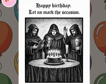 0302 Funny Birthday Card, Medieval Birthday Card, Vintage Birthday Card, Dark Humour Birthday Card, Unique Birthday Card