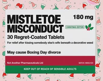 2255 - Dark Humour Christmas Card, Humour Christmas Pharmaceutical Box Style Card, Humour Christmas Joke Card, Sarcastic Christmas Card