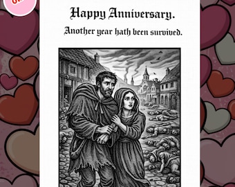 0187 Funny Anniversary Card, Dark Humor Anniversary Card, Medieval Couple Card, Sarcastic Anniversary Card, Relationship Joke Card