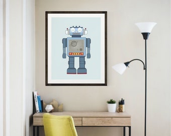 Retro Roboter Kunstdruck, bunte Kinderzimmer Dekoration (Digitaler Download)