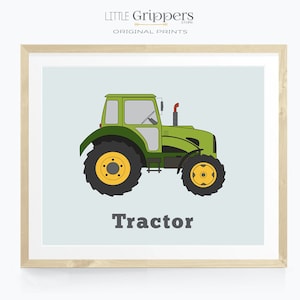 Tractor Printable Wall Art Set, Boys Room Decor, Farm Vehicle Art, Kids Bedroom Poster, Digital Download, Nursery Print, Playroom Decor