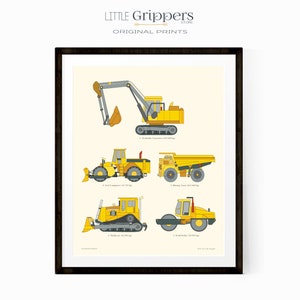 Construction Truck Print, Vehicle Nursery Decor, Kids Wall Art