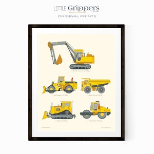 Construction Truck Print, Toddler Boys wall art, Digger print, Truck Nursery decor, Vehicle Poster, Kids wall art, Yellow Truck Poster