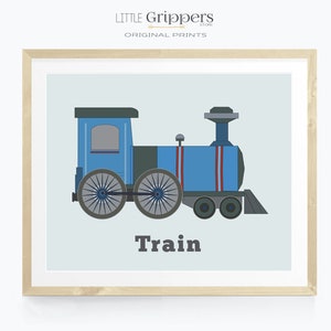 Blue Steam Train Print: Transportation Nursery Decor (Digital Download)