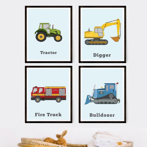 Vehicle Nursery Prints – Cars, Trucks, Transportation Art Set