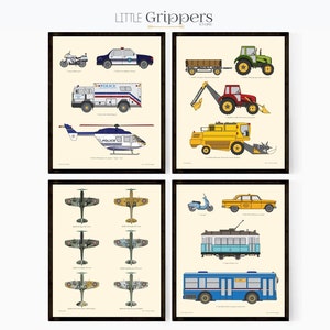 Kids Transportation Art Prints: Vehicle Nursery Decor (Digital Download)
