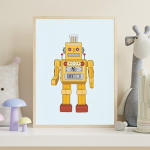 Printable nursery decor, Robot print, Printable wall art, Toddlers room decor, Robot wall art, Gender neutral bedroom decor, Kids wall art