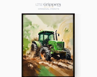 Tractor Poster for Kids, Wall Art for Boys, Vibrant Tractor Print, Farmhouse Poster, Toddler Boys Nursery Print, Tractor Wall Decor