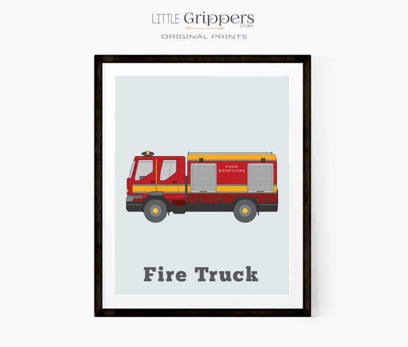 Fire Truck Print Toddler Room Wall Art Kids Truck Decor Etsy