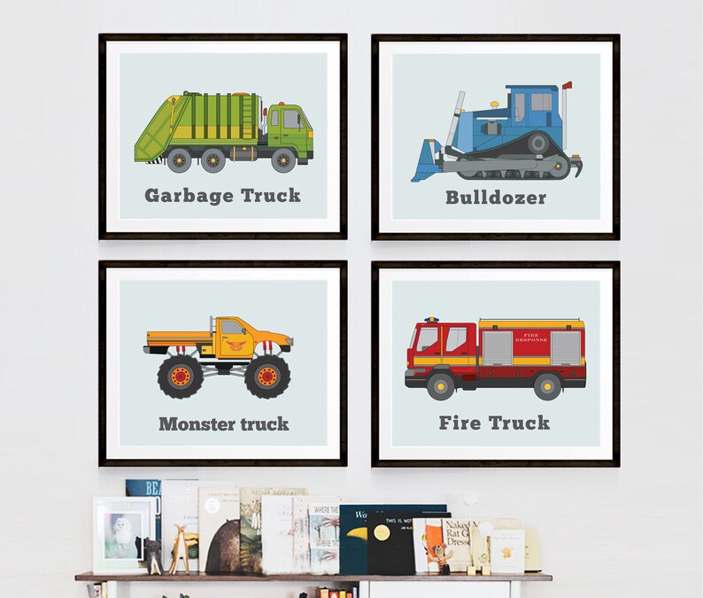 Truck Wall Art Kids Gallery Wall Set Fire Truck Print Etsy