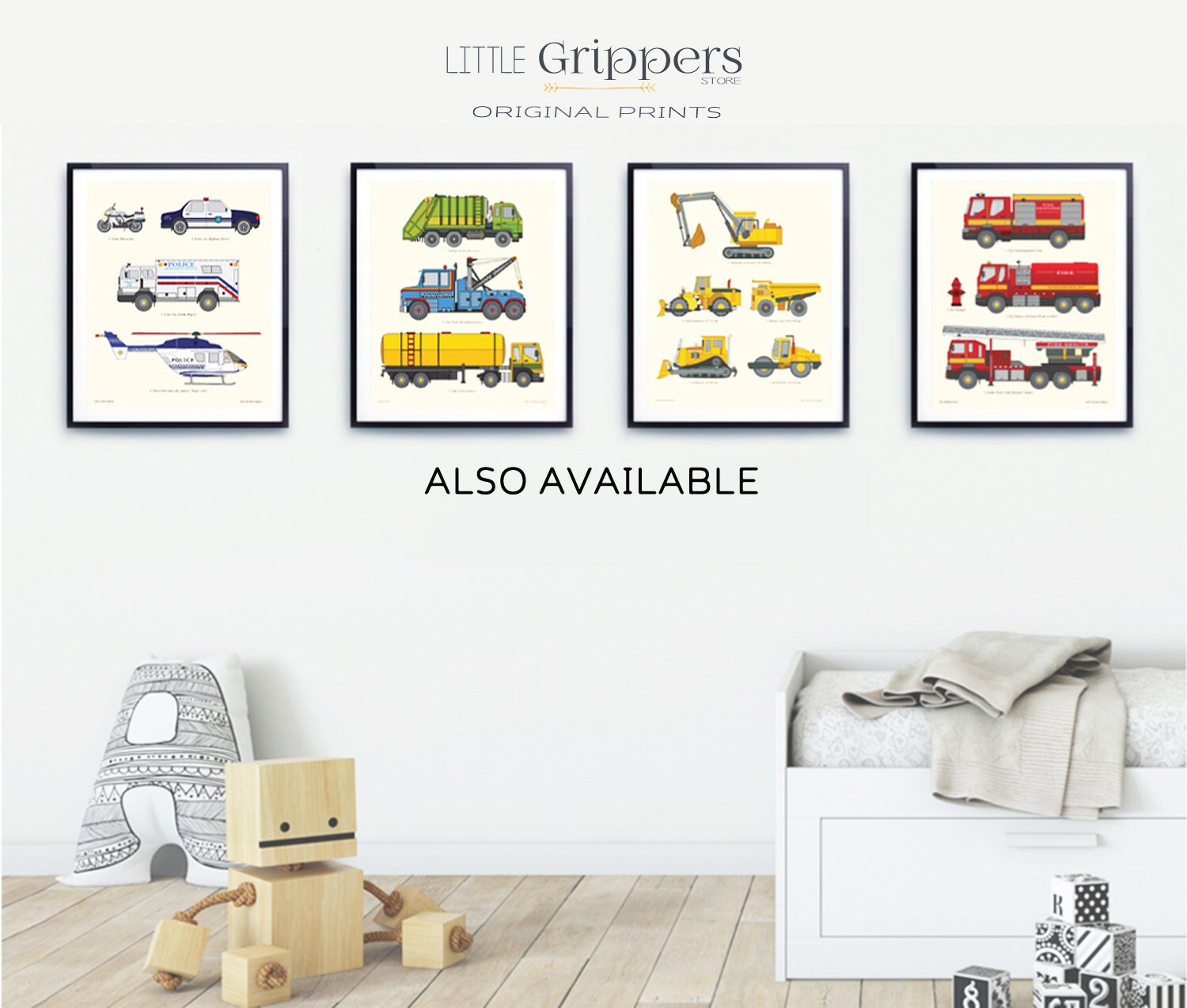 Fire Truck Printable Boys Room Decor Kids Chart Print | Etsy