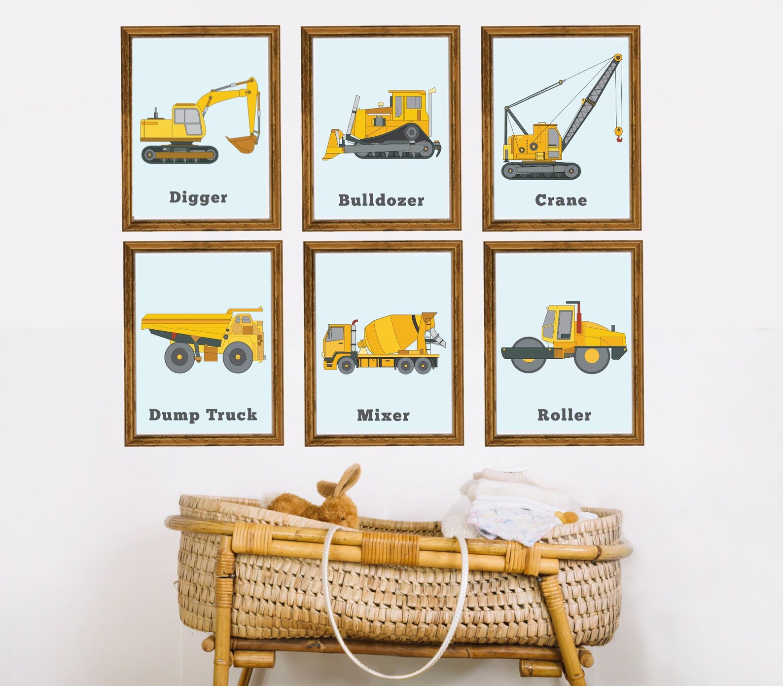 Boys Wall Art Set Kids Truck Decor Construction Print - Etsy
