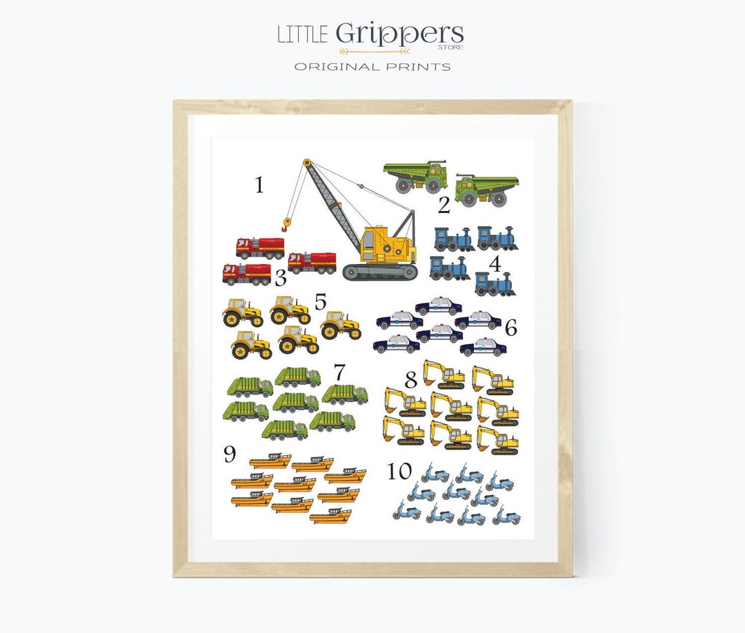 Counting Print, Boys Truck Wall Art, Toddler Bedroom Decor, Nursery 1 ...
