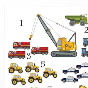 Counting Print, Boys Truck Wall Art, Toddler Bedroom Decor, Nursery 1 ...