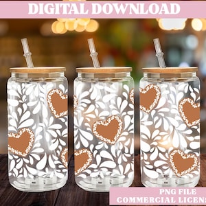Mexican Talavera Hearts PNG: Libbey Cup Wrap, Embroidery Design (Digital Download)