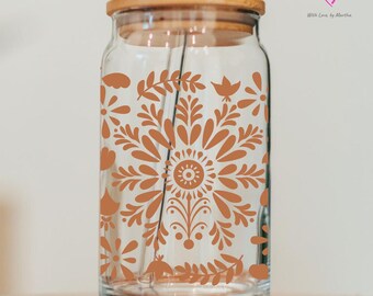 Brown talavera pattern PNG: Mexican Fiesta Snowflake Clipart (Digital Download for 16oz Libbey Cup)